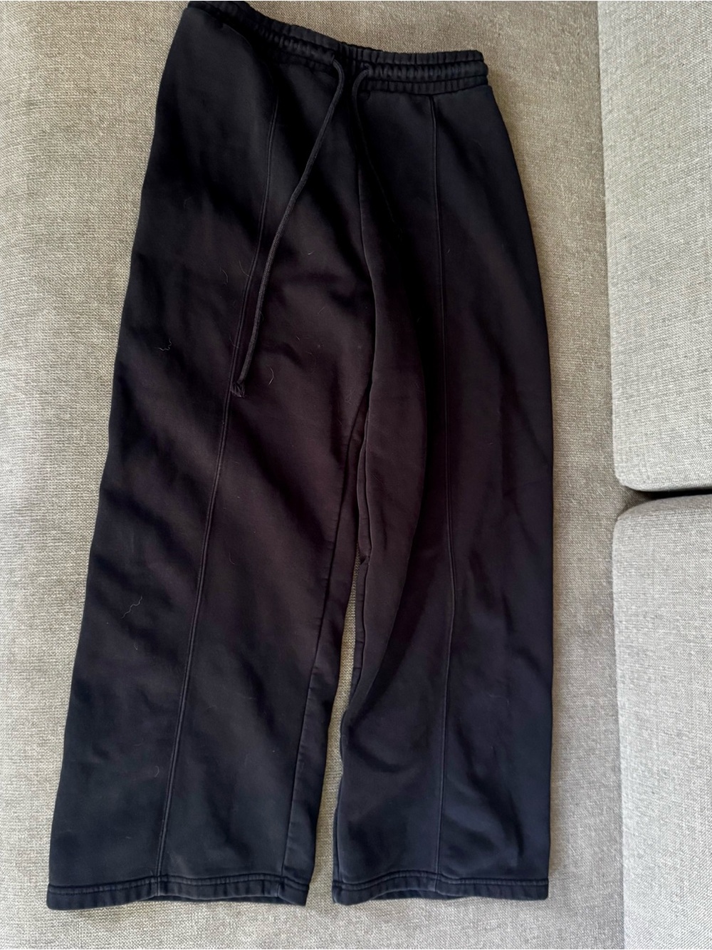 Zara Black Wide-Leg Pintuck SweatPants